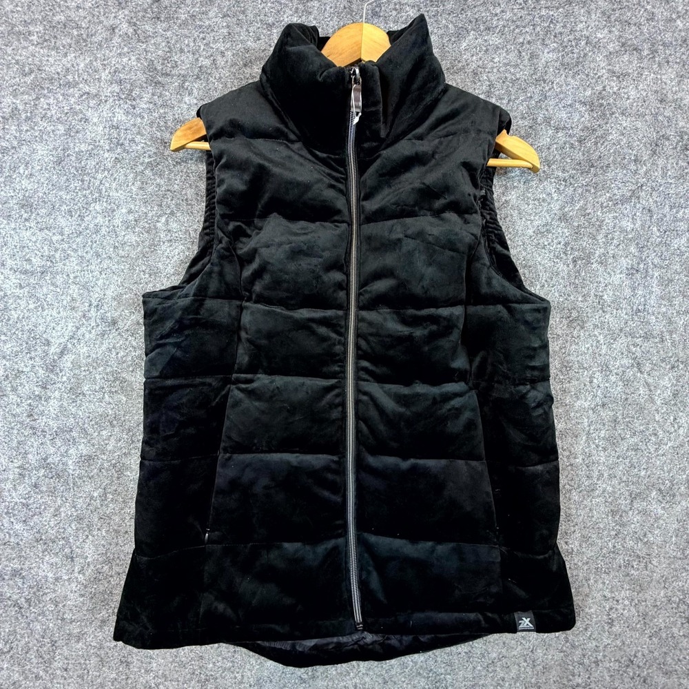 ZeroXposur Puffer Vest Womens‎ Medium Black Super Soft Velour Mock Neck Full Zip